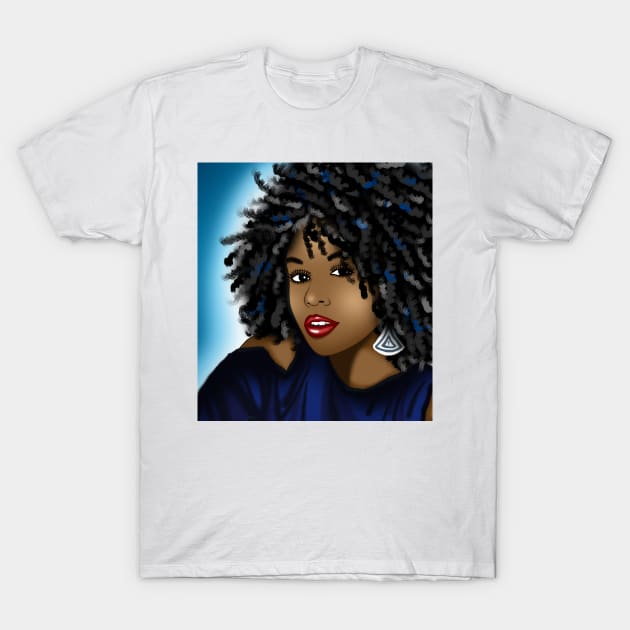 black woman digital art drawing T-Shirt by Spinkly Creations 